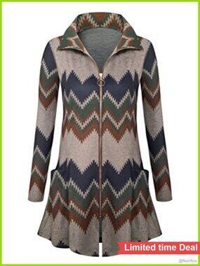 Lightweight Tunic Sweatshirt Zip Up Hoodie Jacket Loose Fit